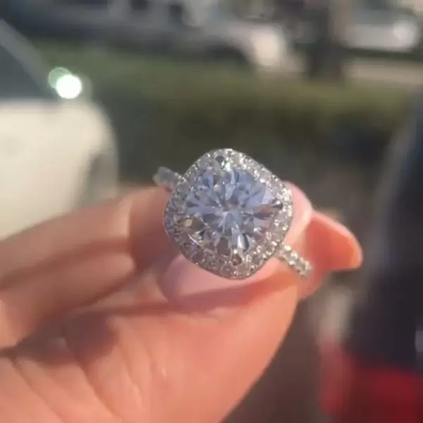 Handmade Basket 1.5 CT Cushion Cut Engagement Ring