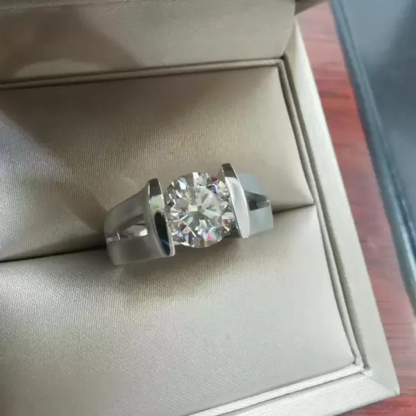 Handmade 1.5 CT Round Cut Split Shank Engagement Ring