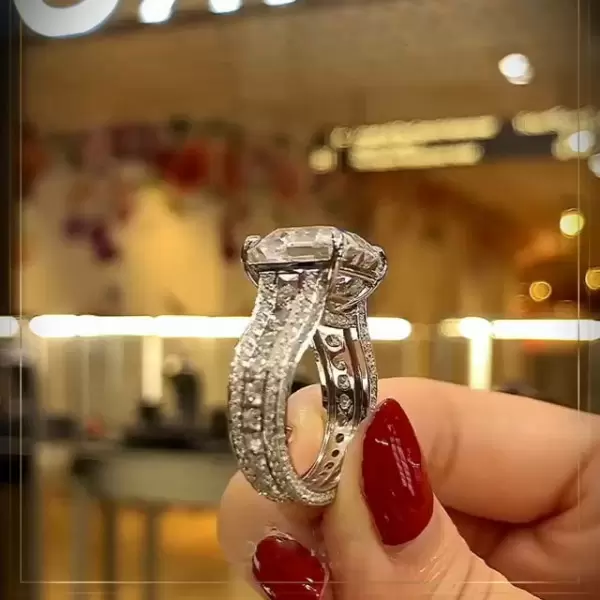 Handmade 5.5 CT Asscher Cut Sterling Silver Engagement Ring