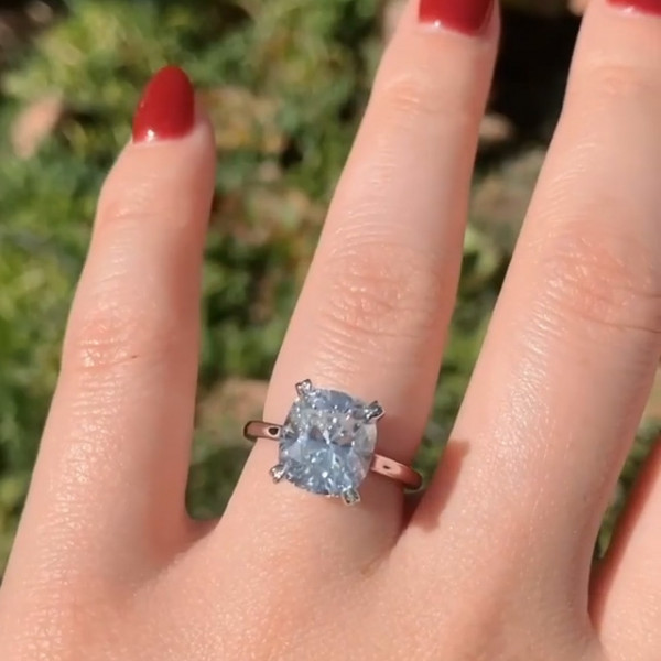 Handmade 4.0 CT Cushion Cut Two Tone Engagement Ring