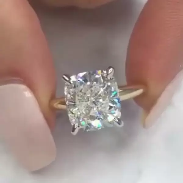 Handmade 4.0 CT Cushion Cut Two Tone Engagement Ring