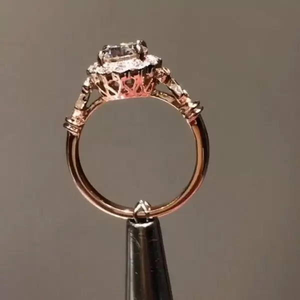 Handmade Halo 1.0 CT Rose Gold Round Cut Engagement Ring