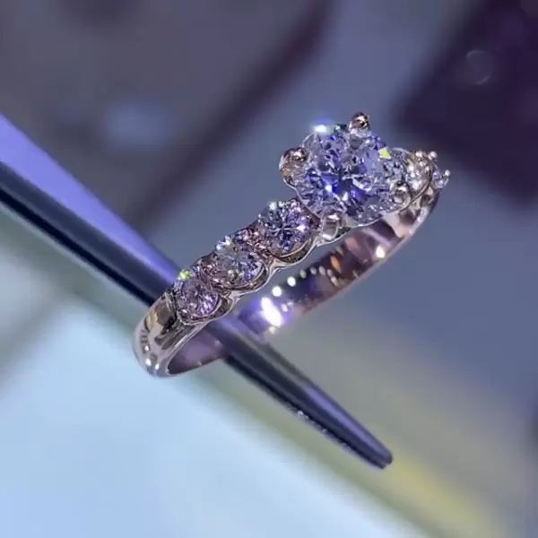 1ct Round Cut White Sapphire Engagement Ring