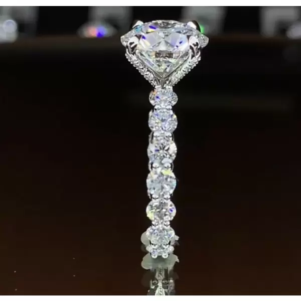 Handmade 3.0 CT Round Cut 4-Prong Setting Engagement Ring