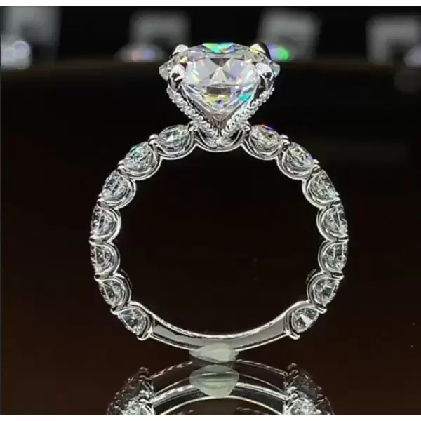 Handmade 3.0 CT Round Cut 4-Prong Setting Engagement Ring
