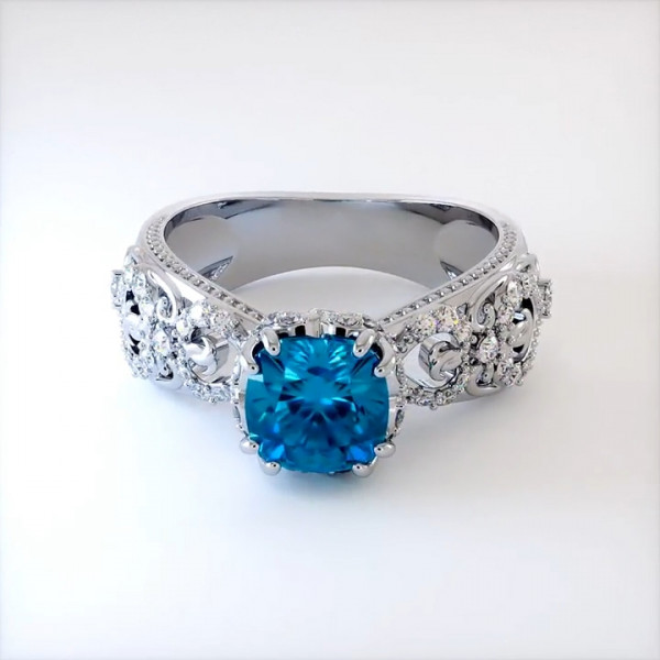 Handmade 1.5 CT Round Cut Vintage Engagement Ring