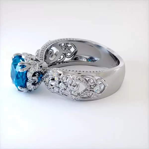 Handmade 1.5 CT Round Cut Vintage Engagement Ring