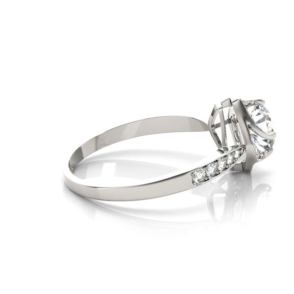 0.5 Ct Round Cut Swirl Halo Flower Engagement Ring