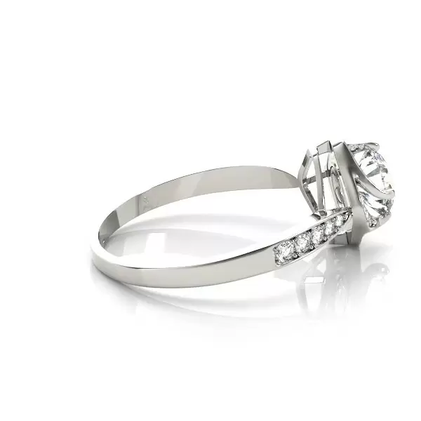 0.5 Ct Round Cut Swirl Halo Flower Engagement Ring