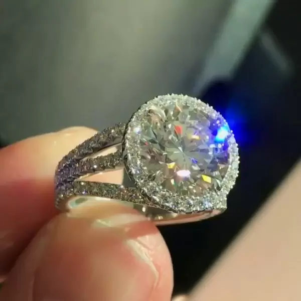 3CT Handmade Round Brilliant Cut Sterling Silver Engagement Ring