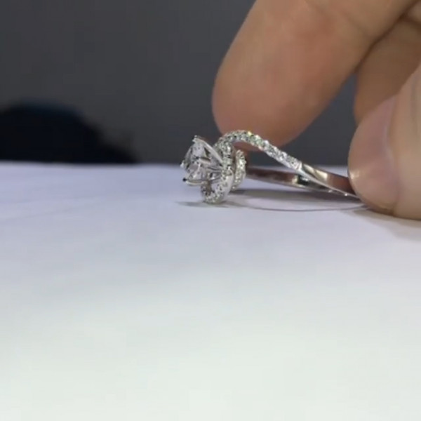 1ct Round Cut White Sapphire Unique Engagement Ring