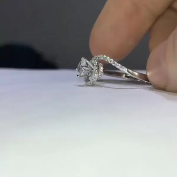 1ct Round Cut White Sapphire Unique Engagement Ring