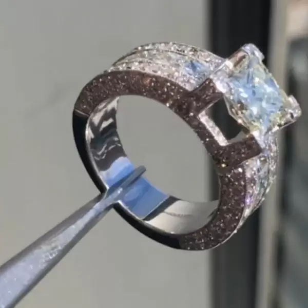 Handmade 2 CT 4-Prong Princess Cut  Engagement Ring