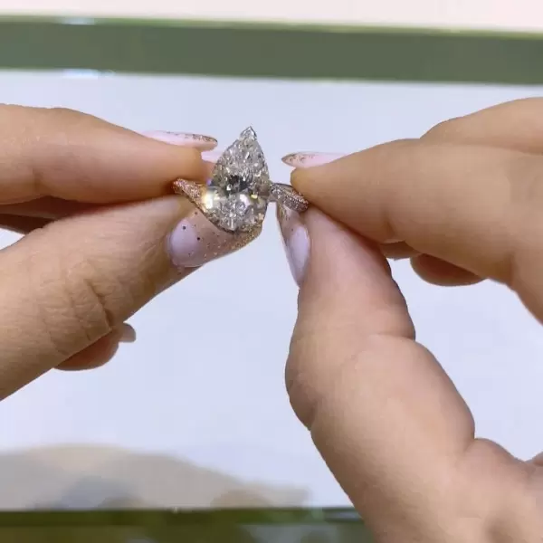 2CT Pear Cut Solitaire Engagement Ring in Double Tone