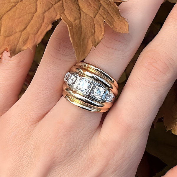 5ctw Round Cut White Sapphire Vintage Cocktail Ring