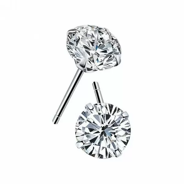 0.8ct Simple Classic White Sapphire Stud Earrings