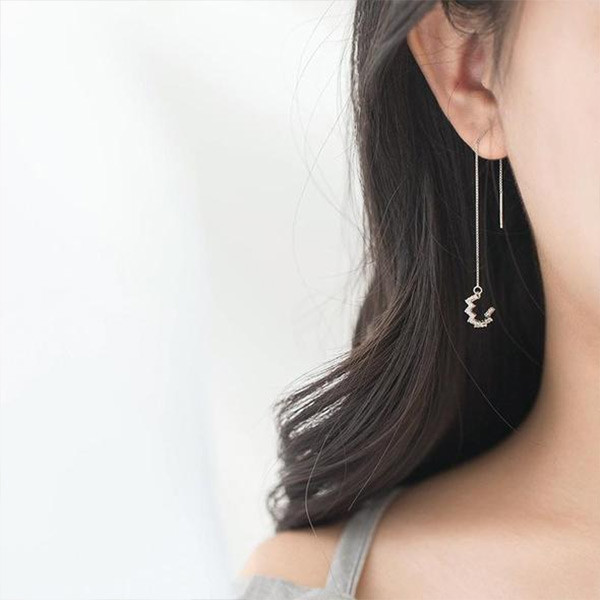 Wavy Drop Fashion Copper Threader Earrings