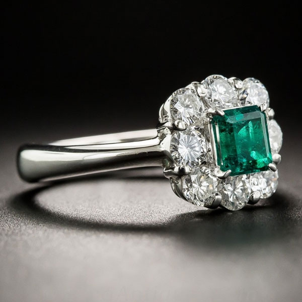 Handmade Emerald Halo Sapphire Ring
