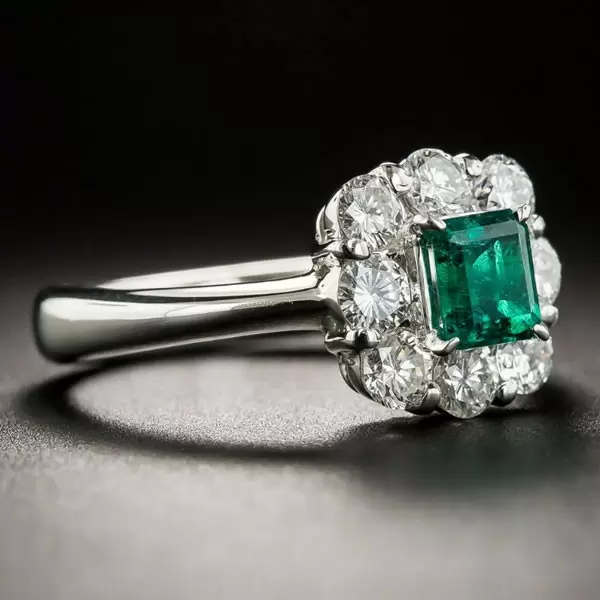 Handmade Emerald Halo Sapphire Ring