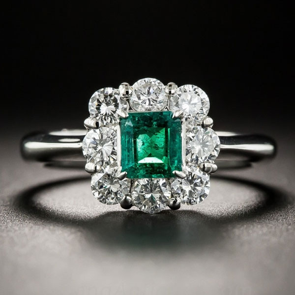 Handmade Emerald Halo Sapphire Ring