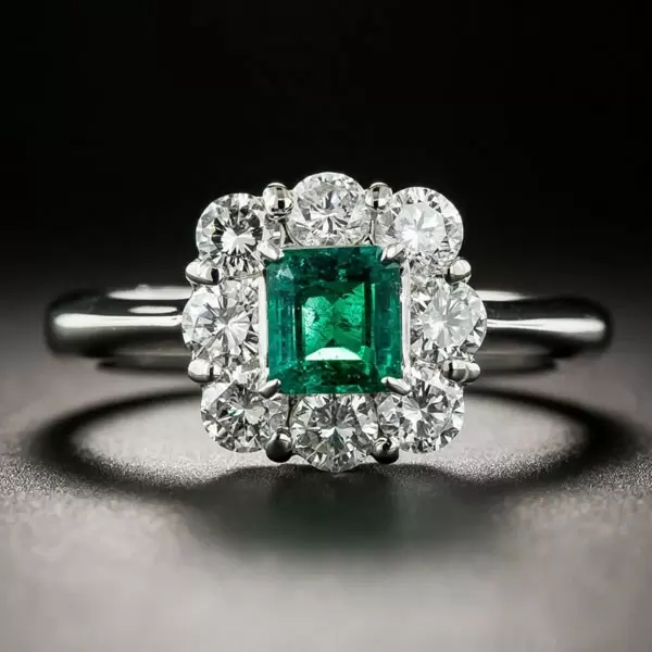 Handmade Emerald Halo Sapphire Ring