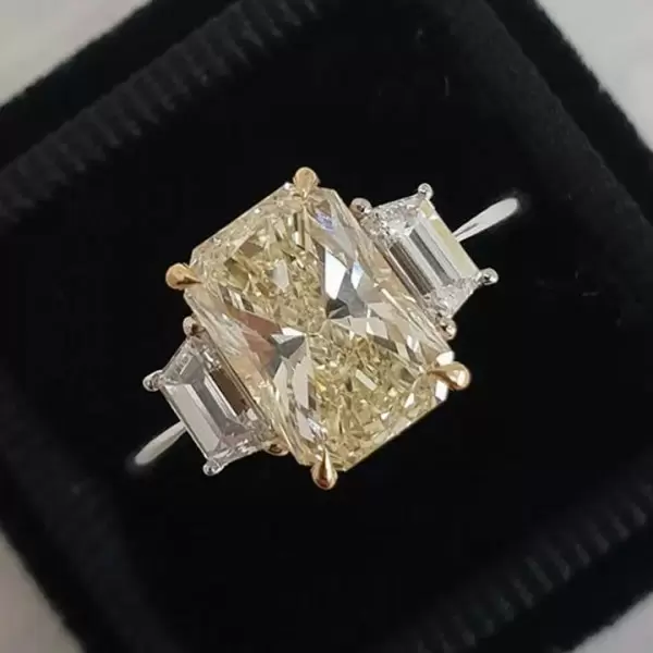 Handmade Fancy Yellow Sapphire Three -stone Engagement Ring