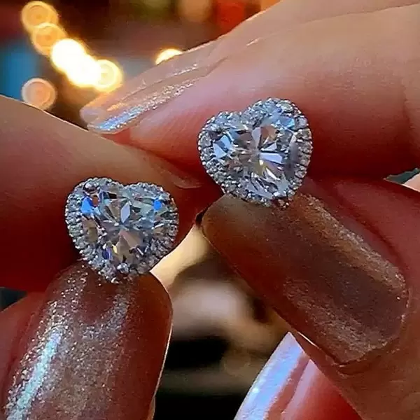 2ct Heart Cut White Sapphire Stud Earrings