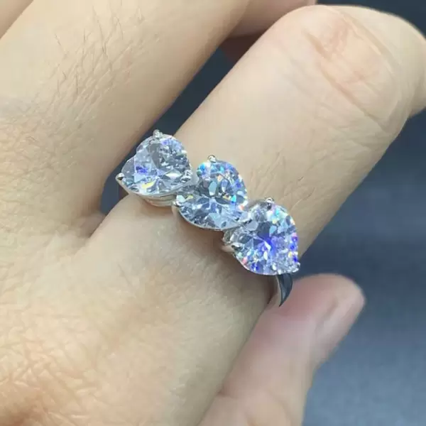 3ctw Heart Cut Three-stone Engagement Ring