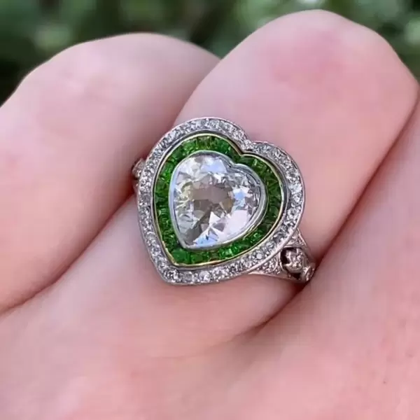 3ct Heart Cut White Sapphire Vintage Engagement Ring