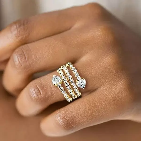 3.75ct Love Heart Multi-row White Sapphire Wedding Band