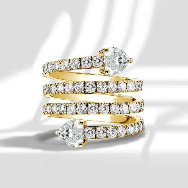 3.75ct Love Heart Multi-row White Sapphire Wedding Band