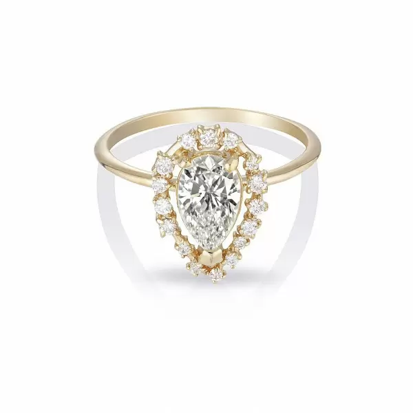 Handmade Halo Design 0.75 CT Pear Cut Engagement Ring