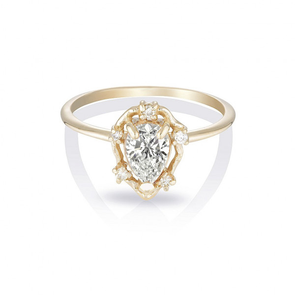 Handmade 0.75Ct Modern Twist  Pear Cut Wedding Ring Set