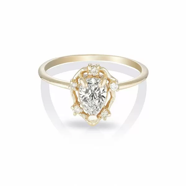 Handmade 0.75Ct Modern Twist  Pear Cut Wedding Ring Set