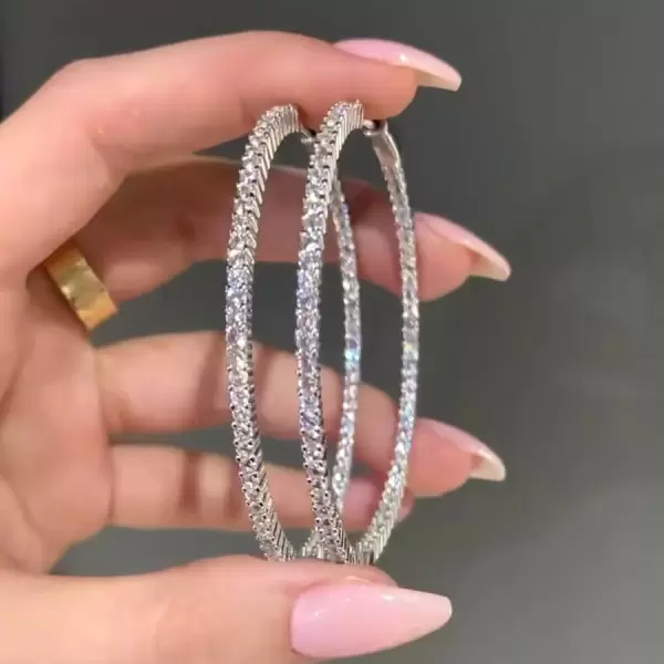 8ctw Round Cut Simple Classic Large Hoop Earrings