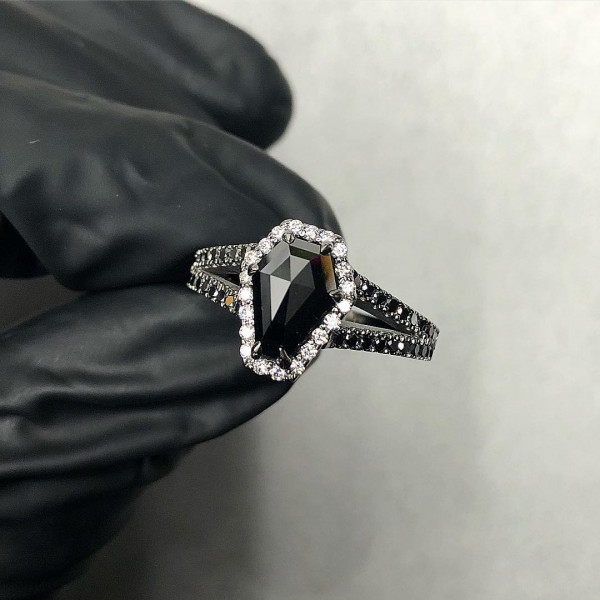 Coffin Cut  Black Gemstone Ring For Halloween  Special Offer