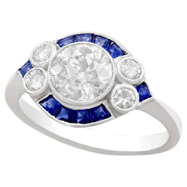 1.48ct Art Deco Calibre Halo Engagement Ring