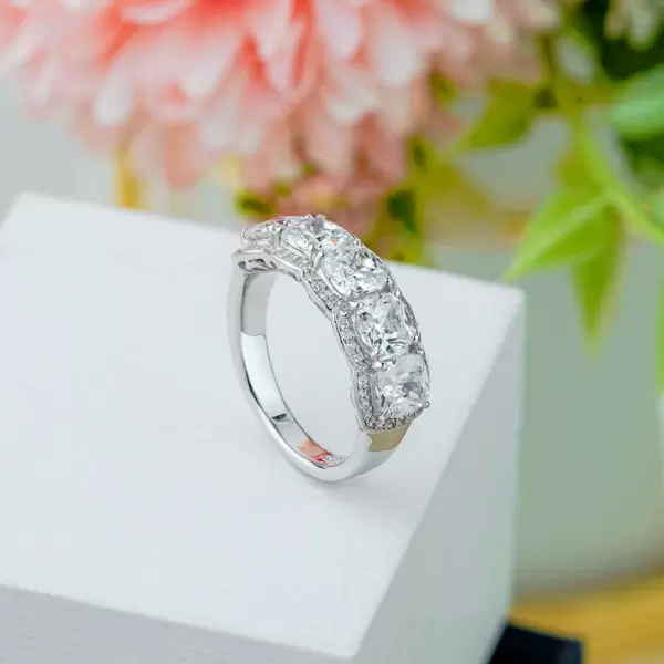 4ct Cushion Cut White Sapphire Wedding Band