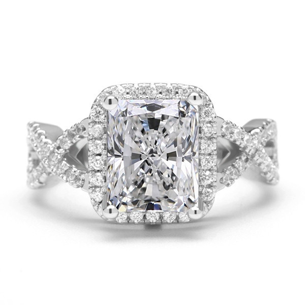 Handmade Radiant Cut Created White Sapphire Ring