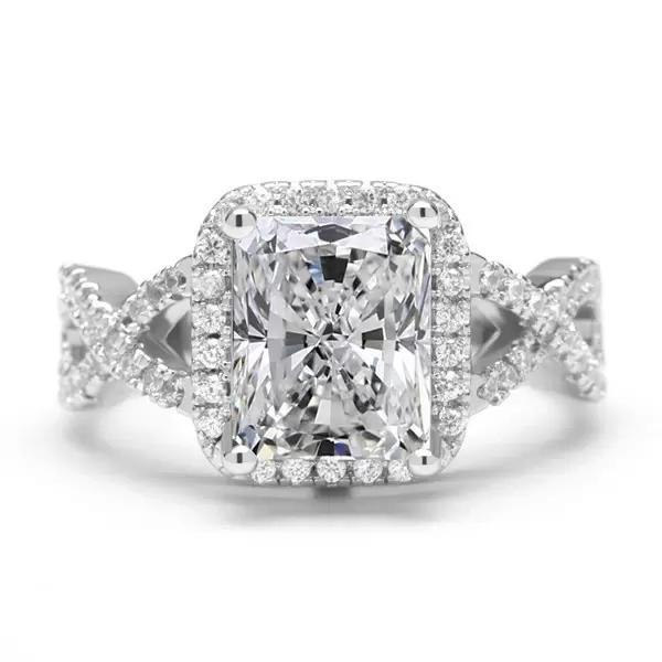 Handmade Radiant Cut Created White Sapphire Ring