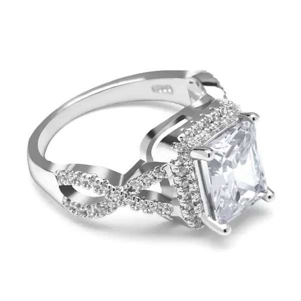Handmade Radiant Cut Created White Sapphire Ring