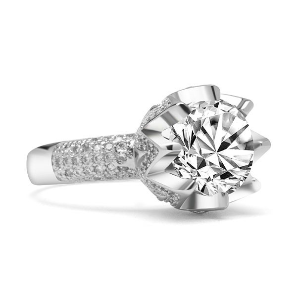 Handmade 4 Ct Crown Prong White Sapphire Ring