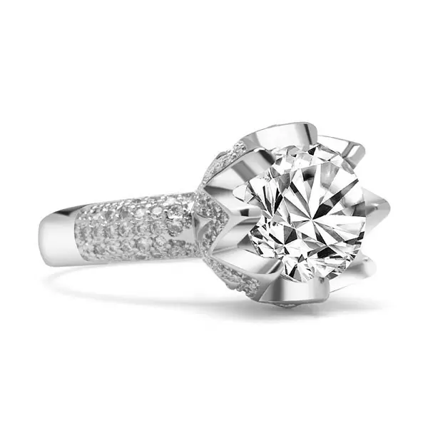 Handmade 4 Ct Crown Prong White Sapphire Ring