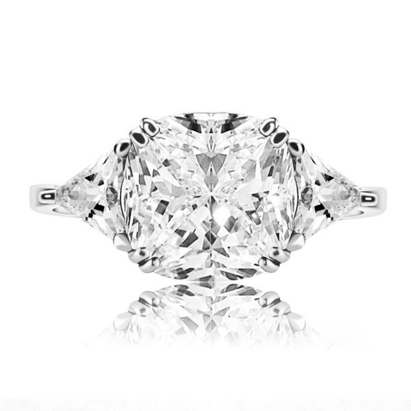 8ct Three-stone Cushion Cut Engagement Ring