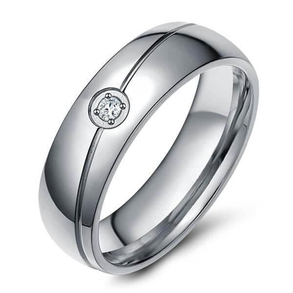 Handmade White Sapphire Titanium Steel Men's Wedding Band