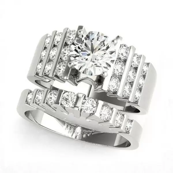 1.2ct Round Cut White Sapphire 2pcs Bridal Set
