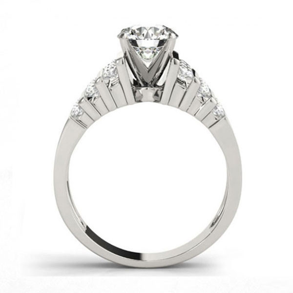 Handmade Bar Setting Round Cut Sterling Silver Ring Set