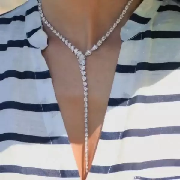 Pear Cut White Sapphire Necklace & Earrings Jewelry Set
