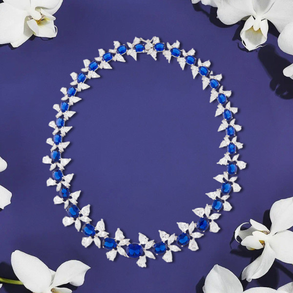 Oval Cut Royal Blue Sapphire Statement Necklace