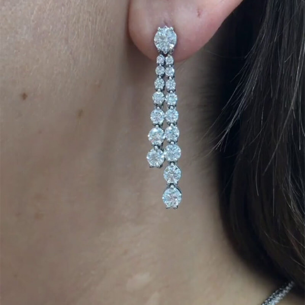 Round Cut White Sapphire Necklace & Earrings Jewelry Set